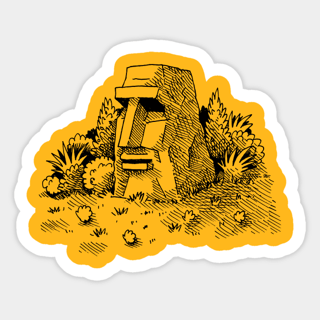 Easter-island Sticker by awcomix